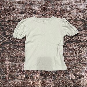 Bebe Organic size 6 Puff Sleeve Top in light green Pointelle